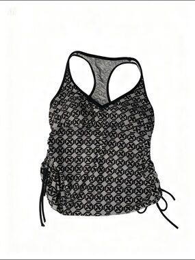 Liz Lange Black and Grey Geometric Maternity Swim Tank